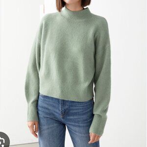 & Other Stories Pistachio Green Mock Neck Sweater Wool Blend S